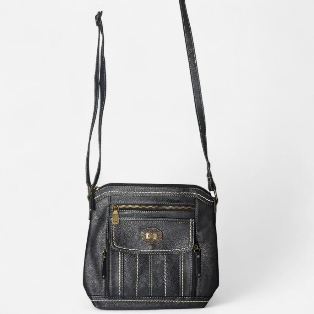 b.o.c. Born Concept Black Crossbody Bag Multi Pocket Contrast Stitch Boho